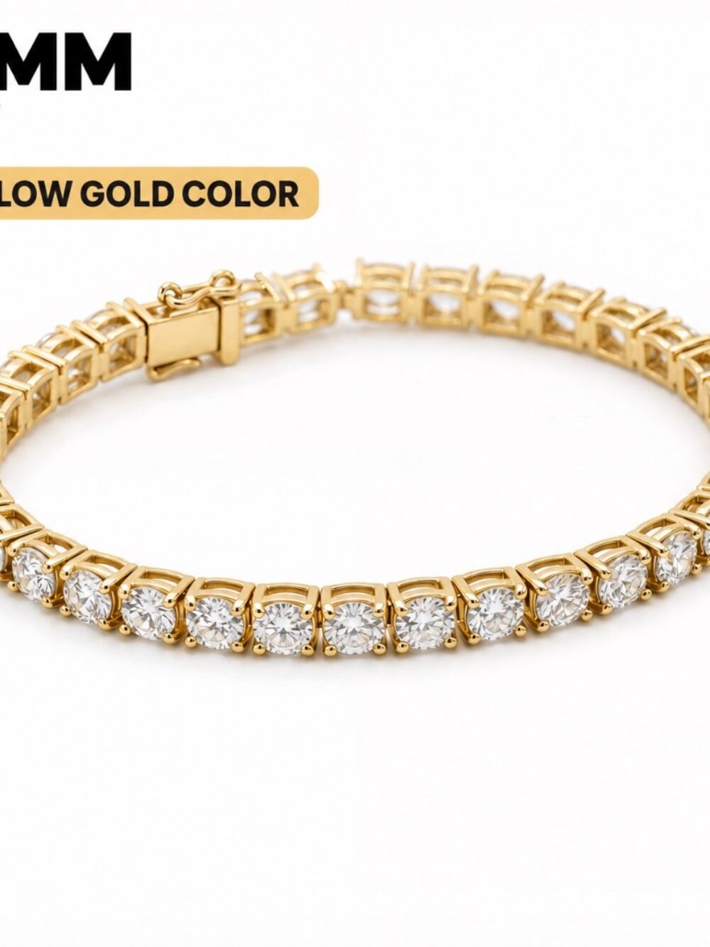 LEKANI 5mm Moissanite Tennis Bracelet S925 Gold 8 in